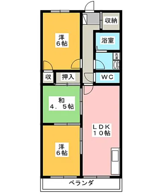 引き戸を開ければ、LDK・和室・南の洋室を繋げて使える３LDK間取り。