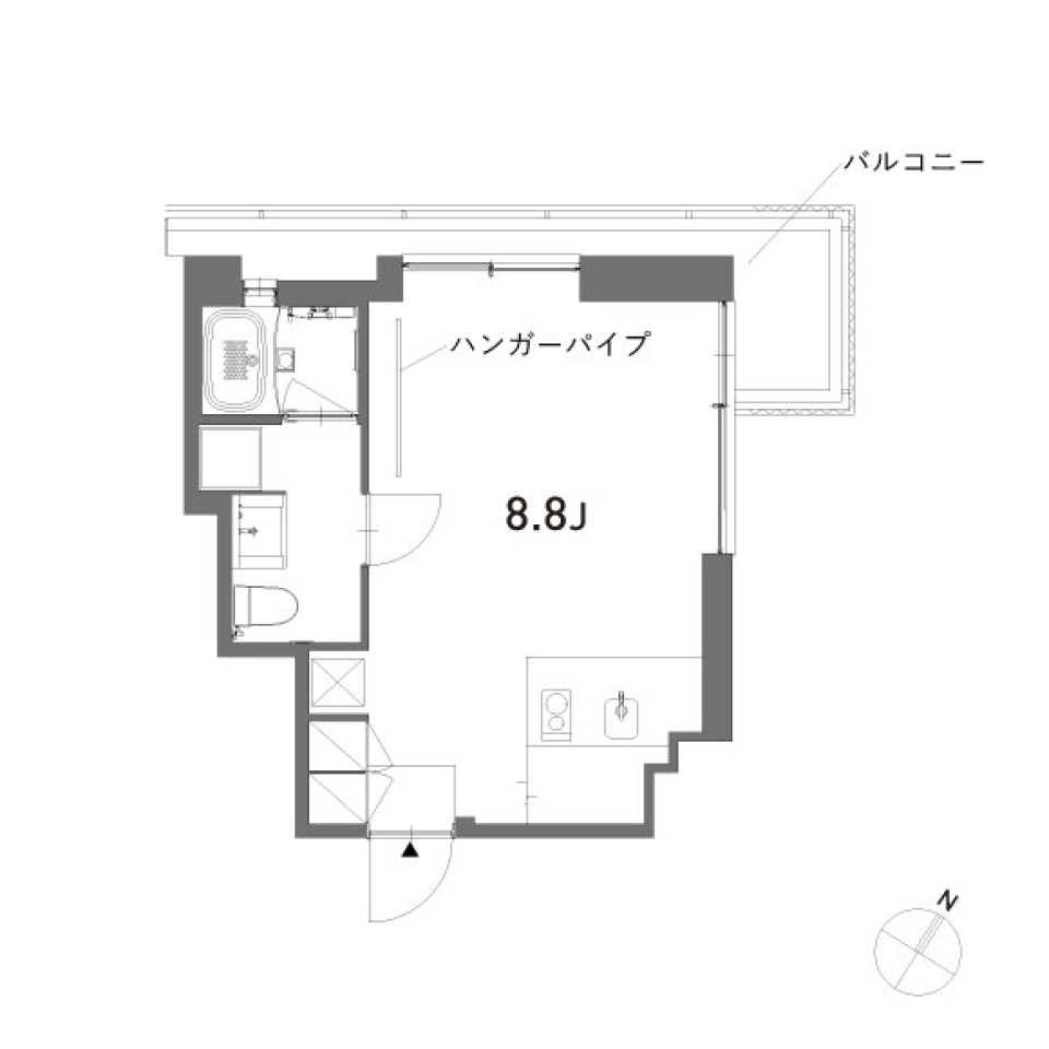 使い勝手の良さそうなワンルームです。