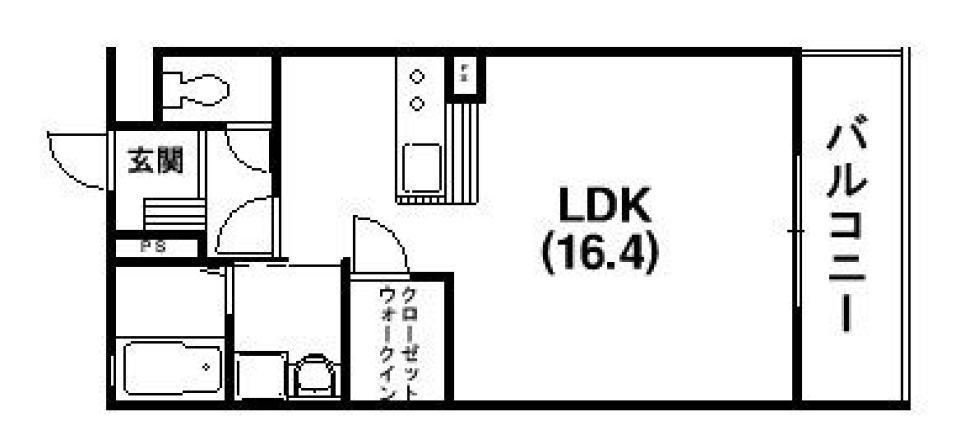 青のキッチンが生活の中心の間取り図