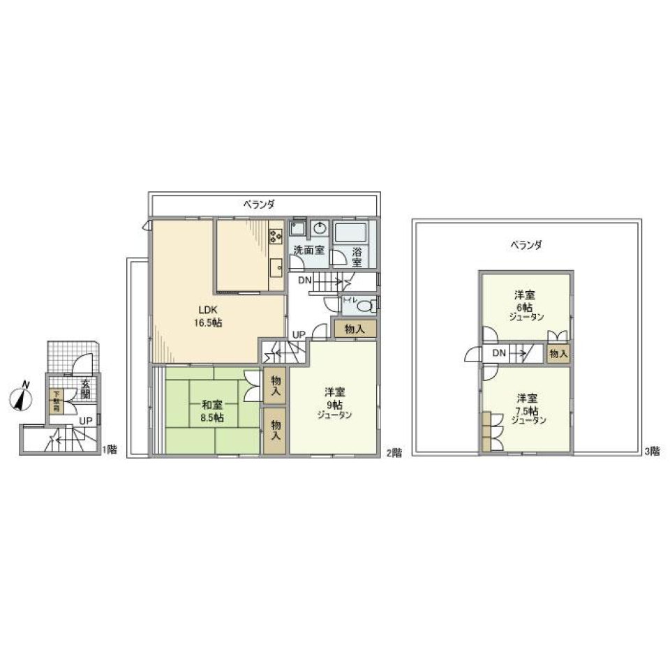 西ケ原アパート　２F3Fの間取り図