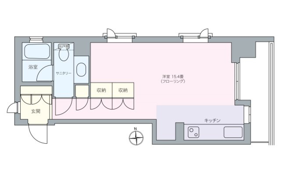 東京タワーと芝公園と、自分色のワンルームの間取り図