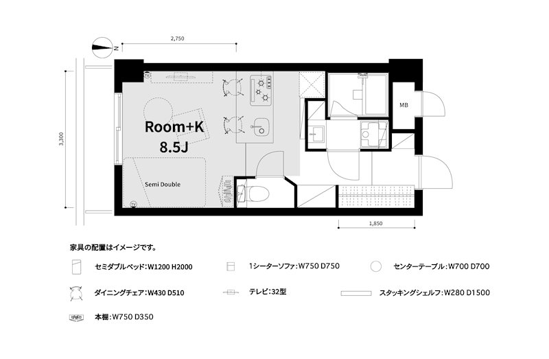 廊下に収納があるタイプのワンルームです！