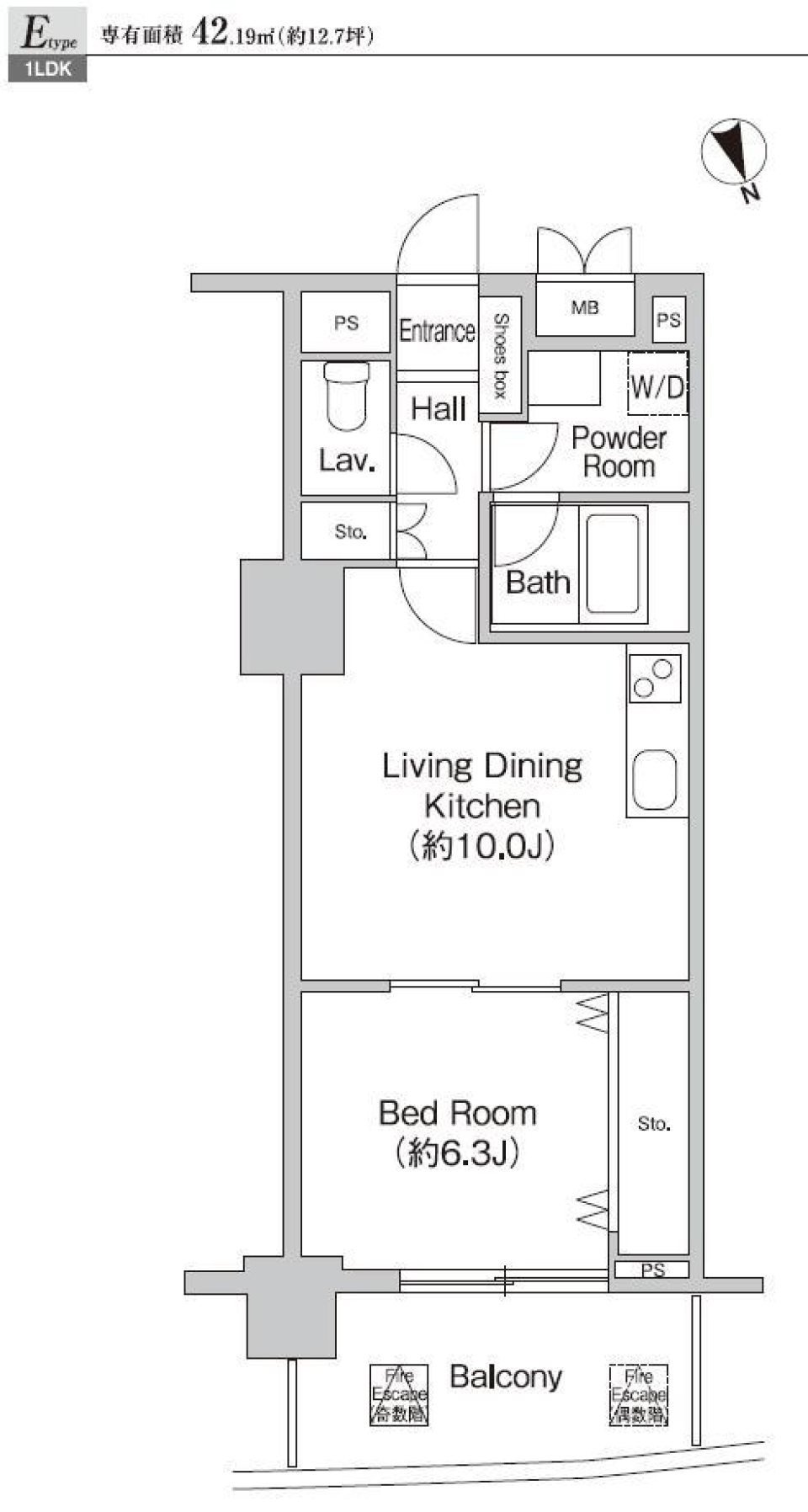 プライムアーバン町屋サウスコート　407号室の間取り図