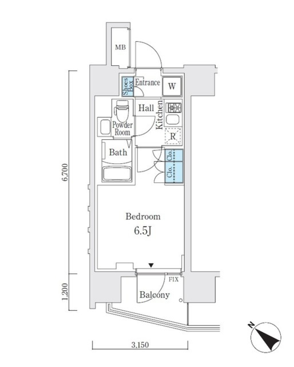 Ｌｏｕｉｓ　Ｃｏｕｒｔ　Ｋｉｔａｓｈｉｎａｇａｗａ　1301号室の間取り図