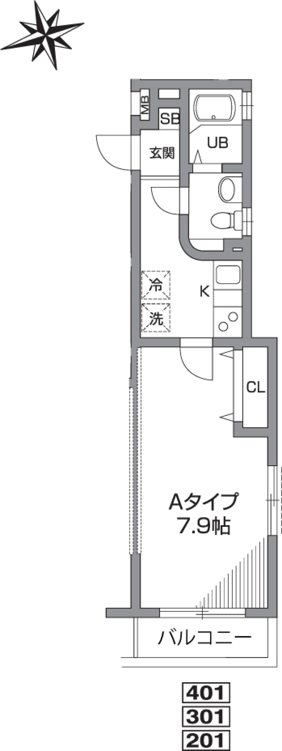 プライムアーバン西荻窪　401号室の間取り図