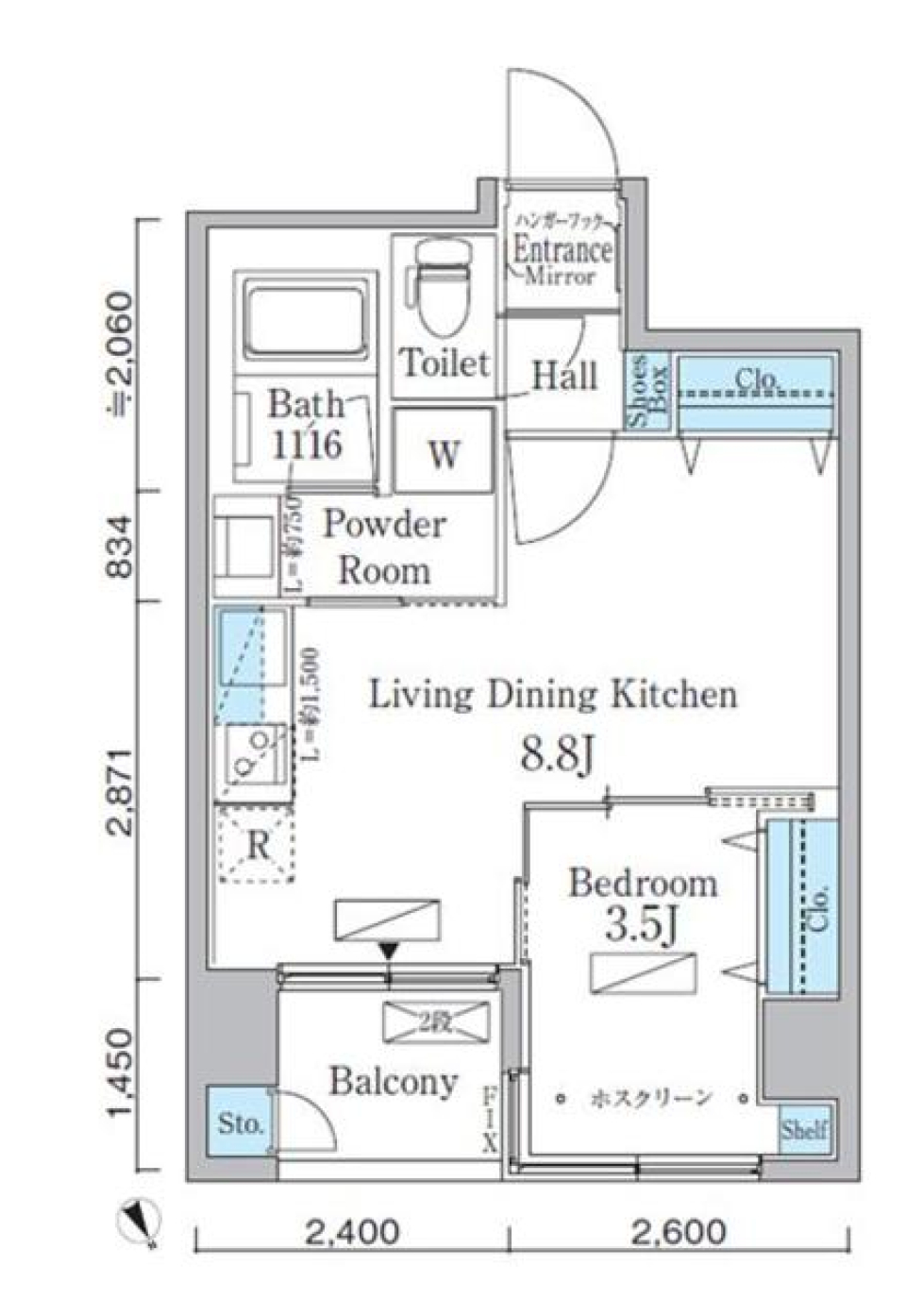 アーバネックス八丁堀　303号室の間取り図