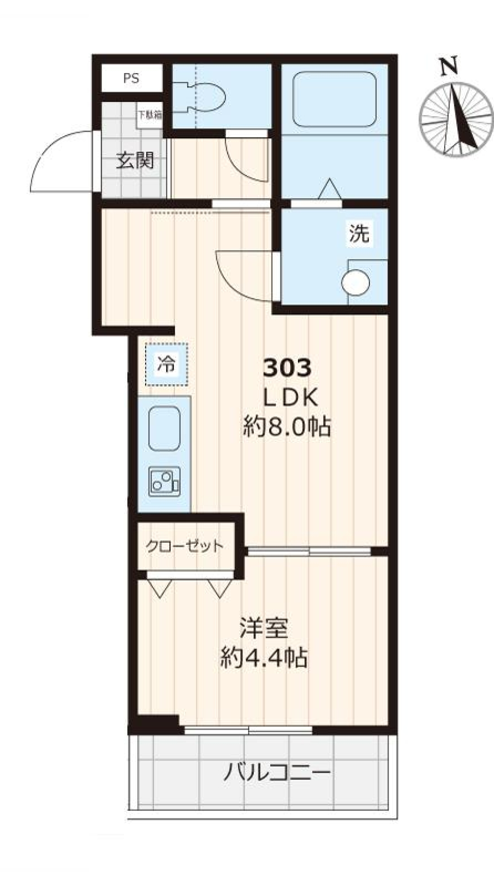 Carte Blanche Hikifune　仮称ラフィネ曳舟　303号室の間取り図