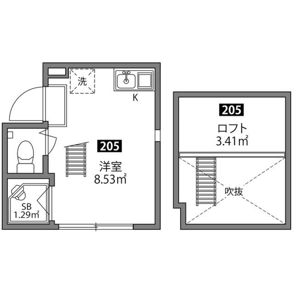 グラード平和台 205号室の間取り図