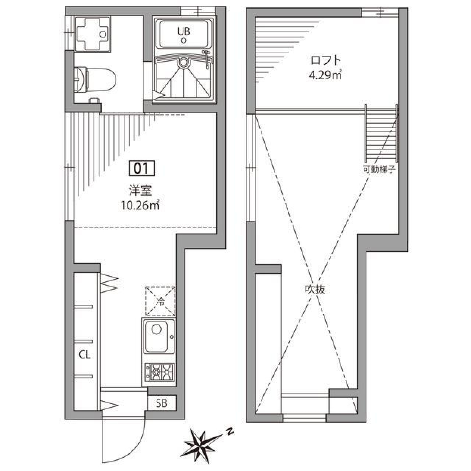 グランエッグス中野方南町　01号室の間取り図