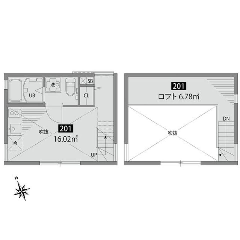 チトフナアパートメント 201号室の間取り図