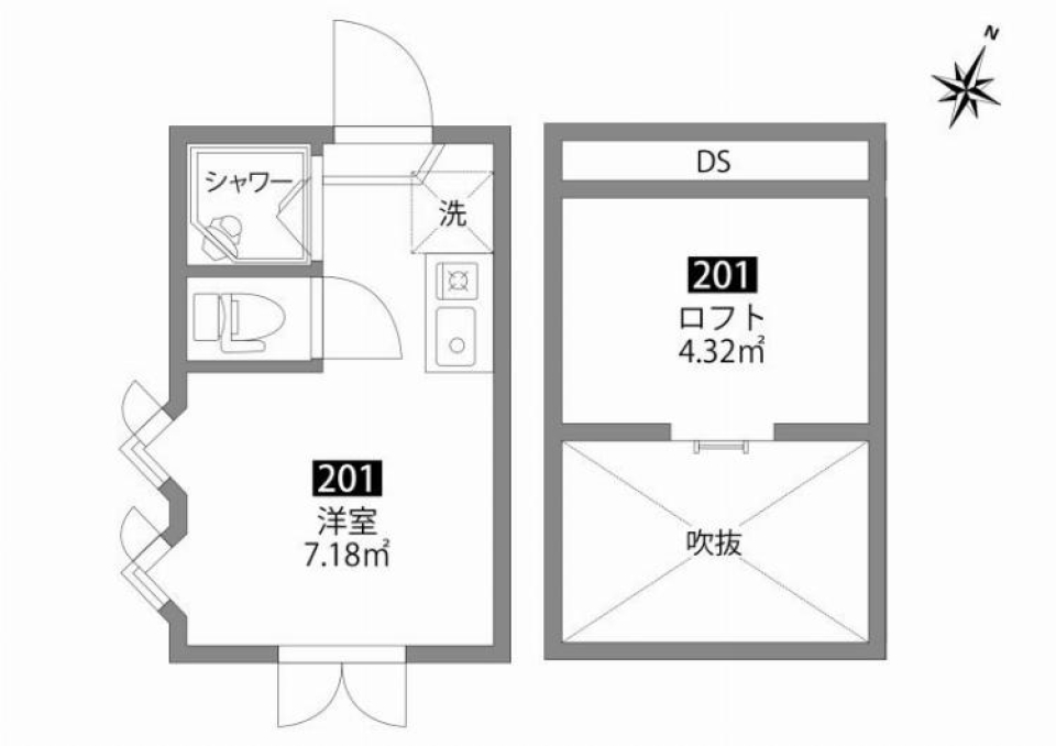 グレースリーブル　201号室の間取り図