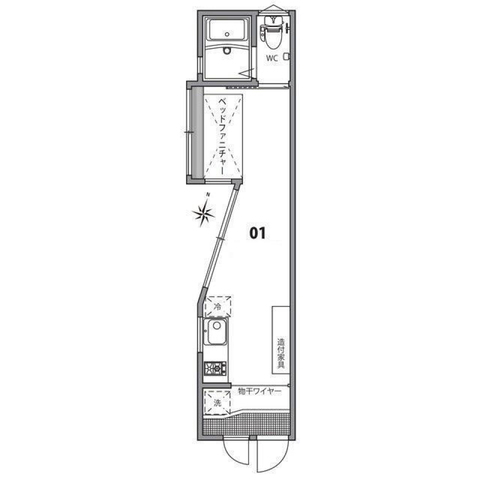 グランエッグス渋谷笹塚　01号室の間取り図