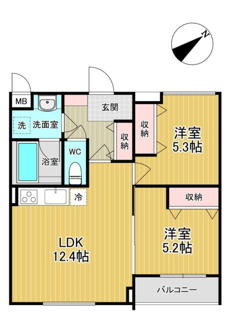 Papillon Sekimae 204号室［ペット可］の間取り図