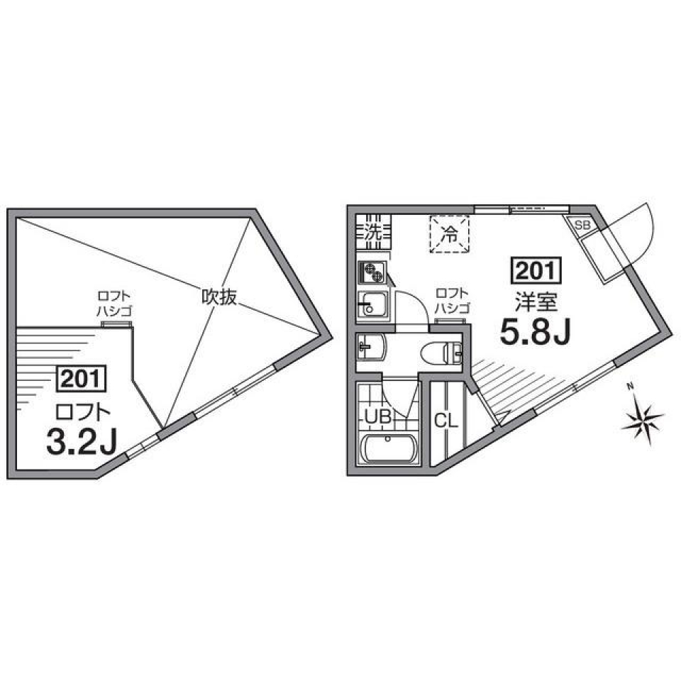 グランエッグス桜新町N 201号室の間取り図