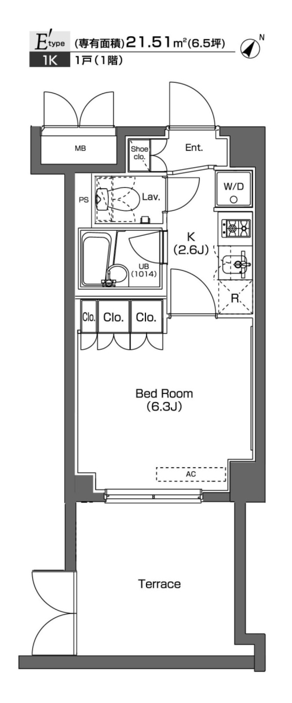 プラウドフラット学芸大学　101号室［ペット可］の間取り図