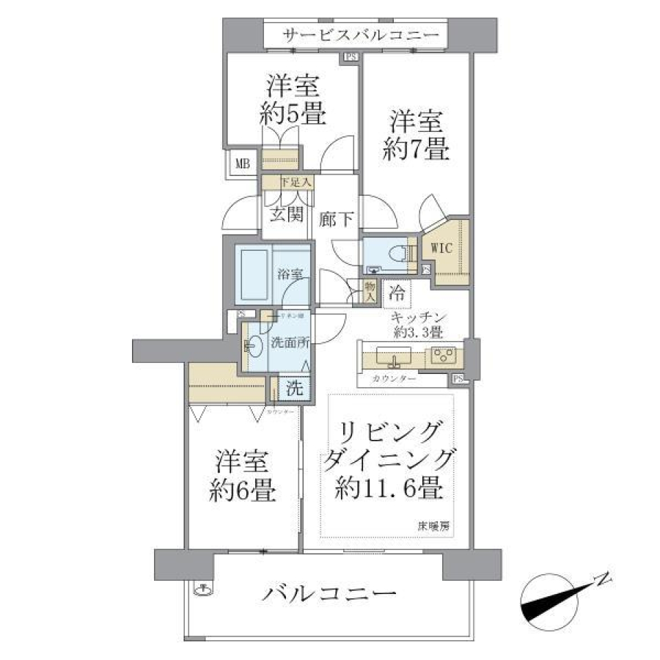 プラウド駒込　907号室の間取り図