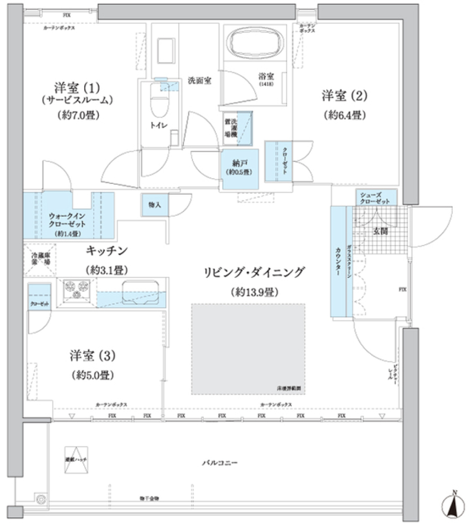 ガーデニエール砧　ＷＥＳＴ　804号室［ペット可］の間取り図