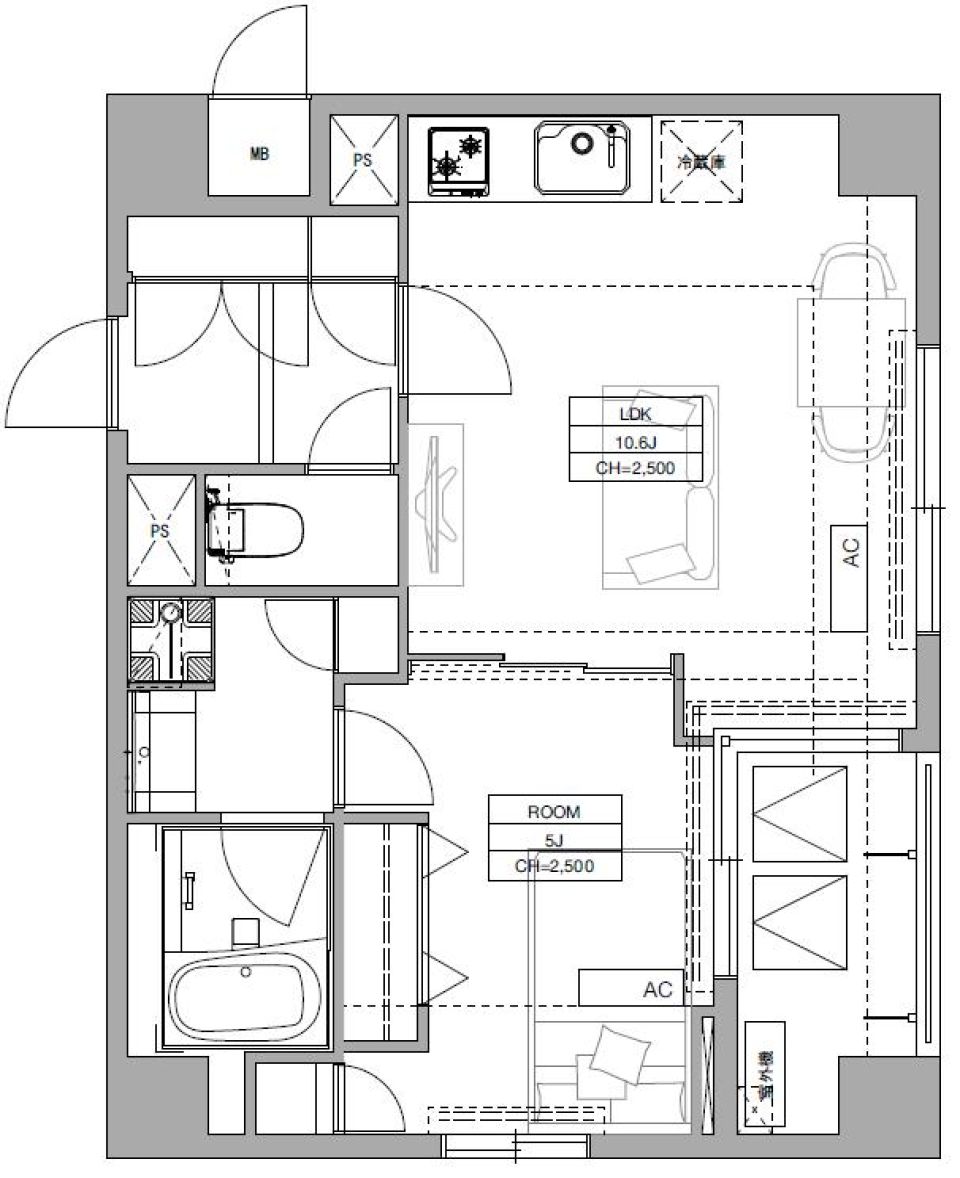 フロンティアテラス目黒　412号室の間取り図