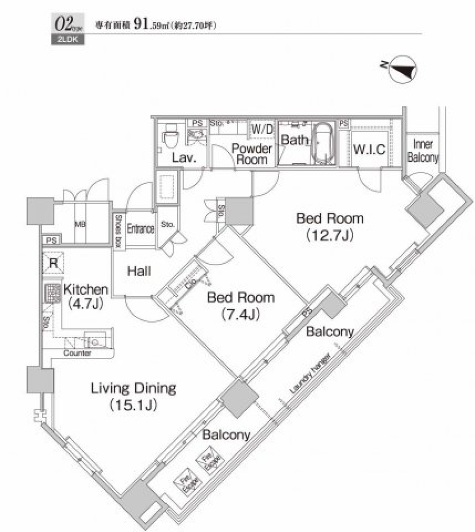 ミレニアムガーデンコート　1306号室の間取り図