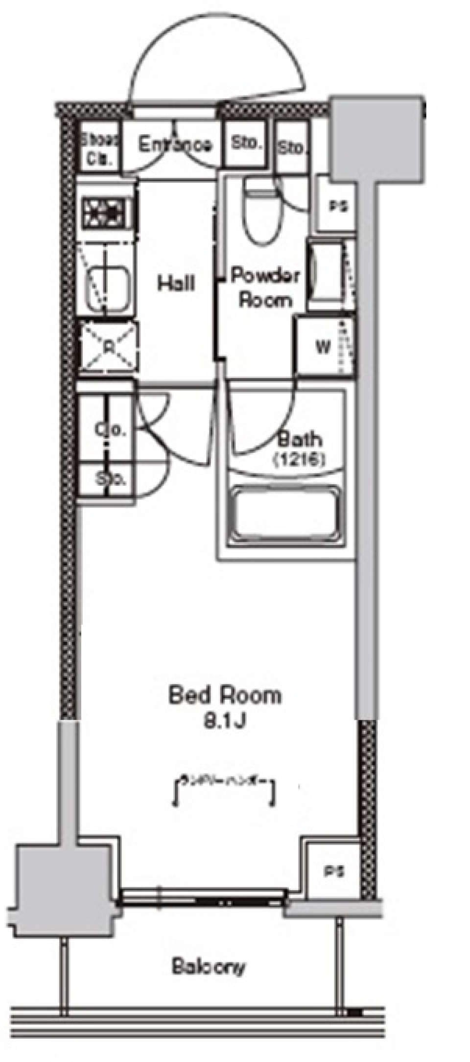 プラウドフラット門前仲町Ⅴ　707号室［ペット可］の間取り図