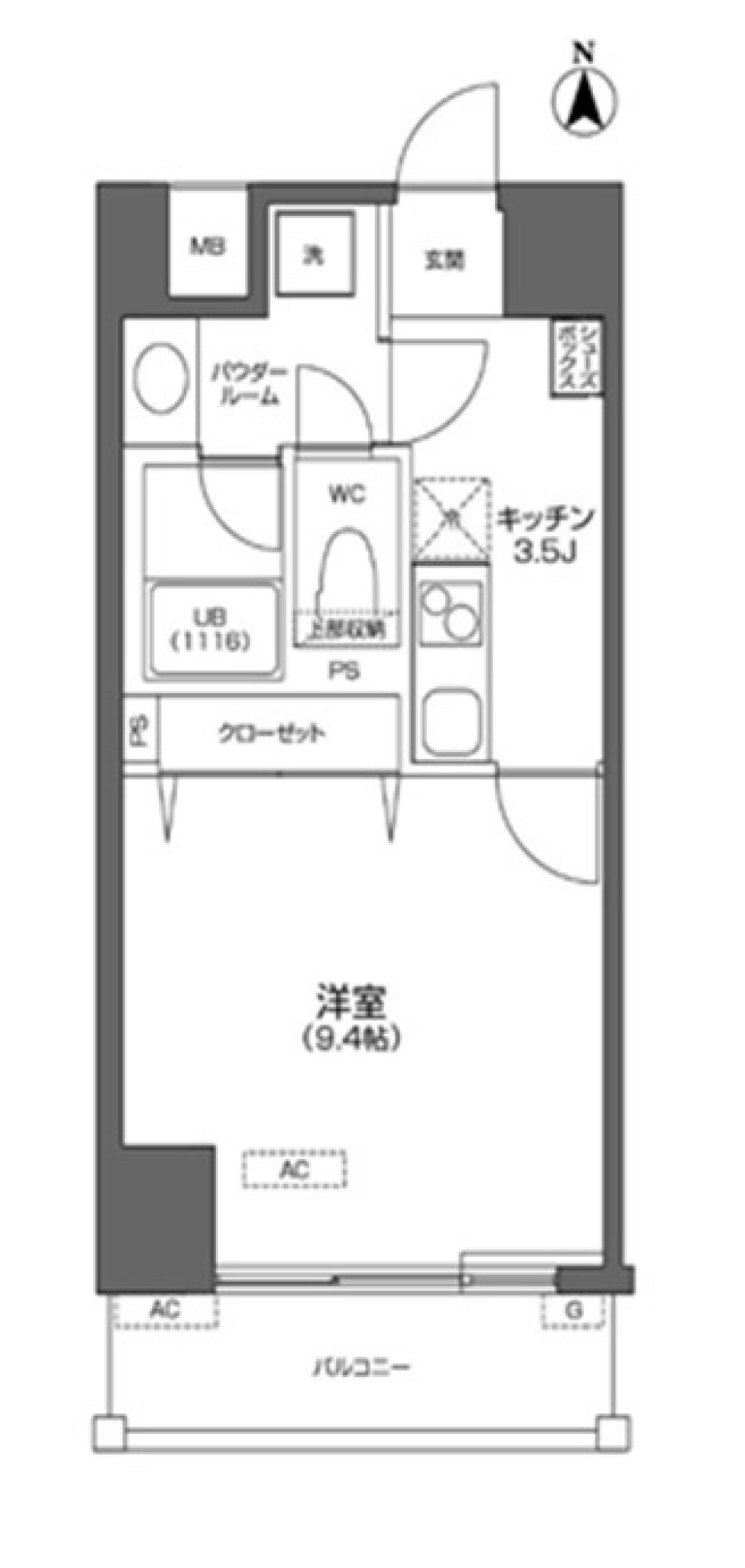 プライムアーバン千住　1202号室の間取り図