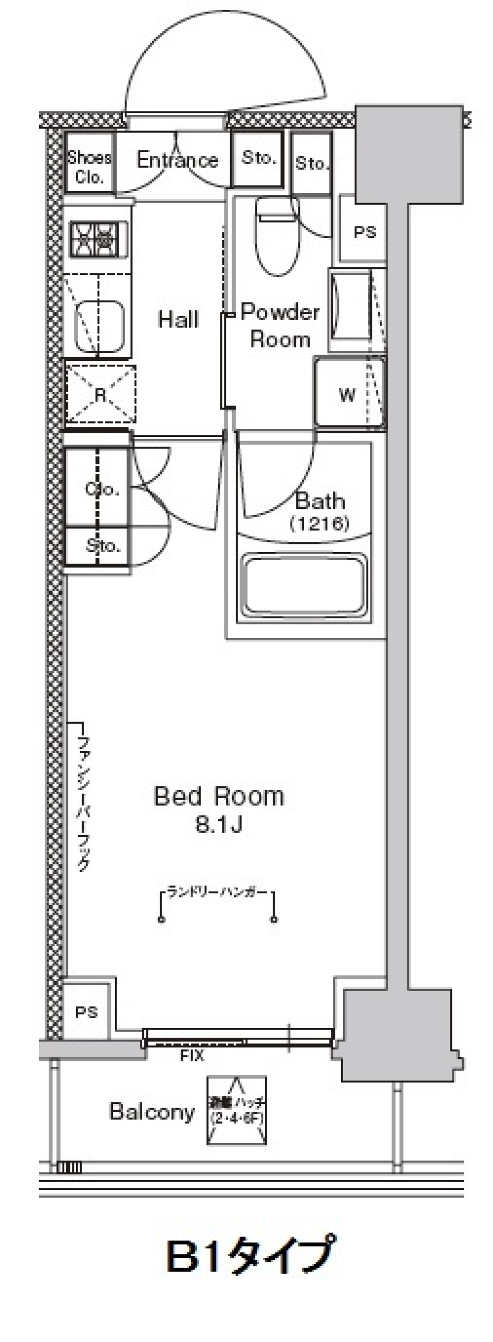 プラウドフラット門前仲町Ⅴ　402号室［ペット可］の間取り図