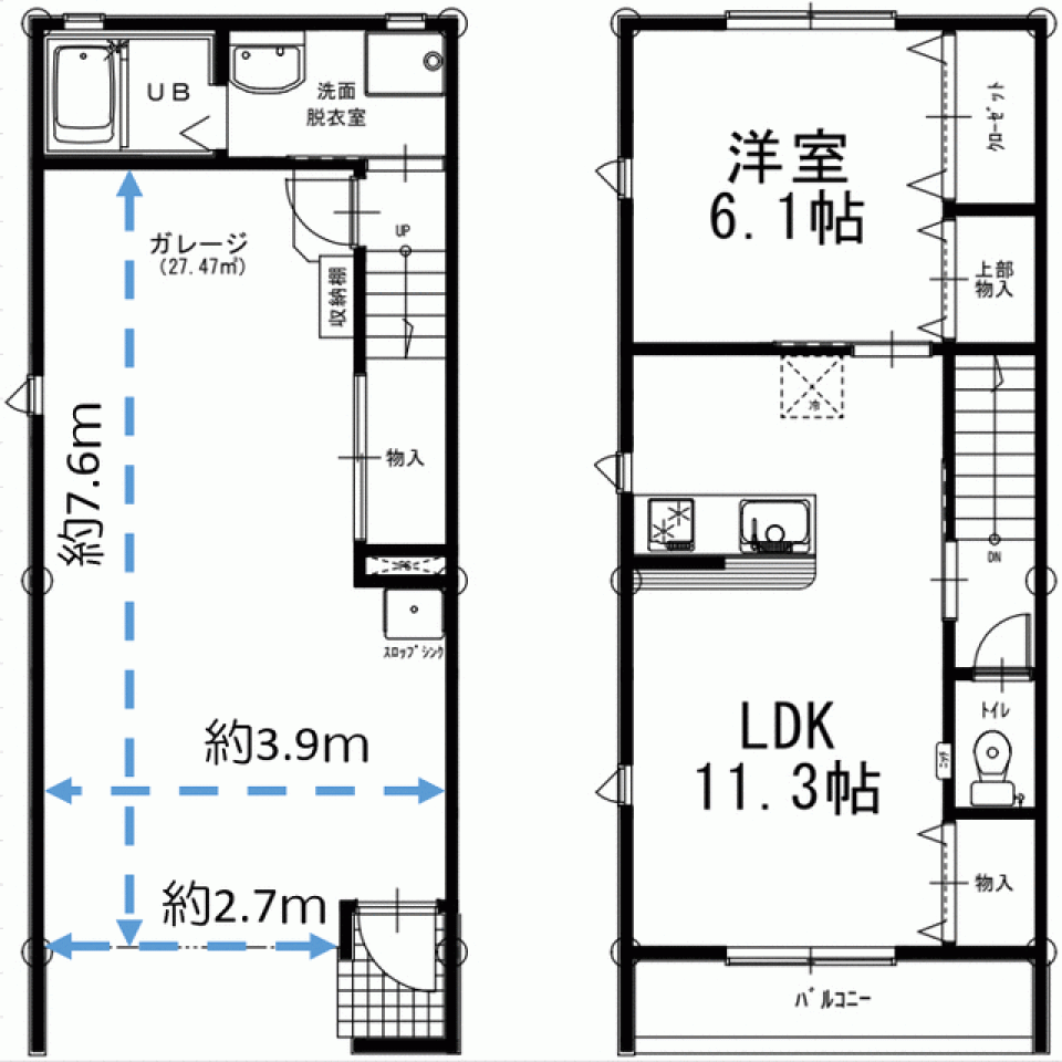 夢のガレージハウス［新築］の間取り図