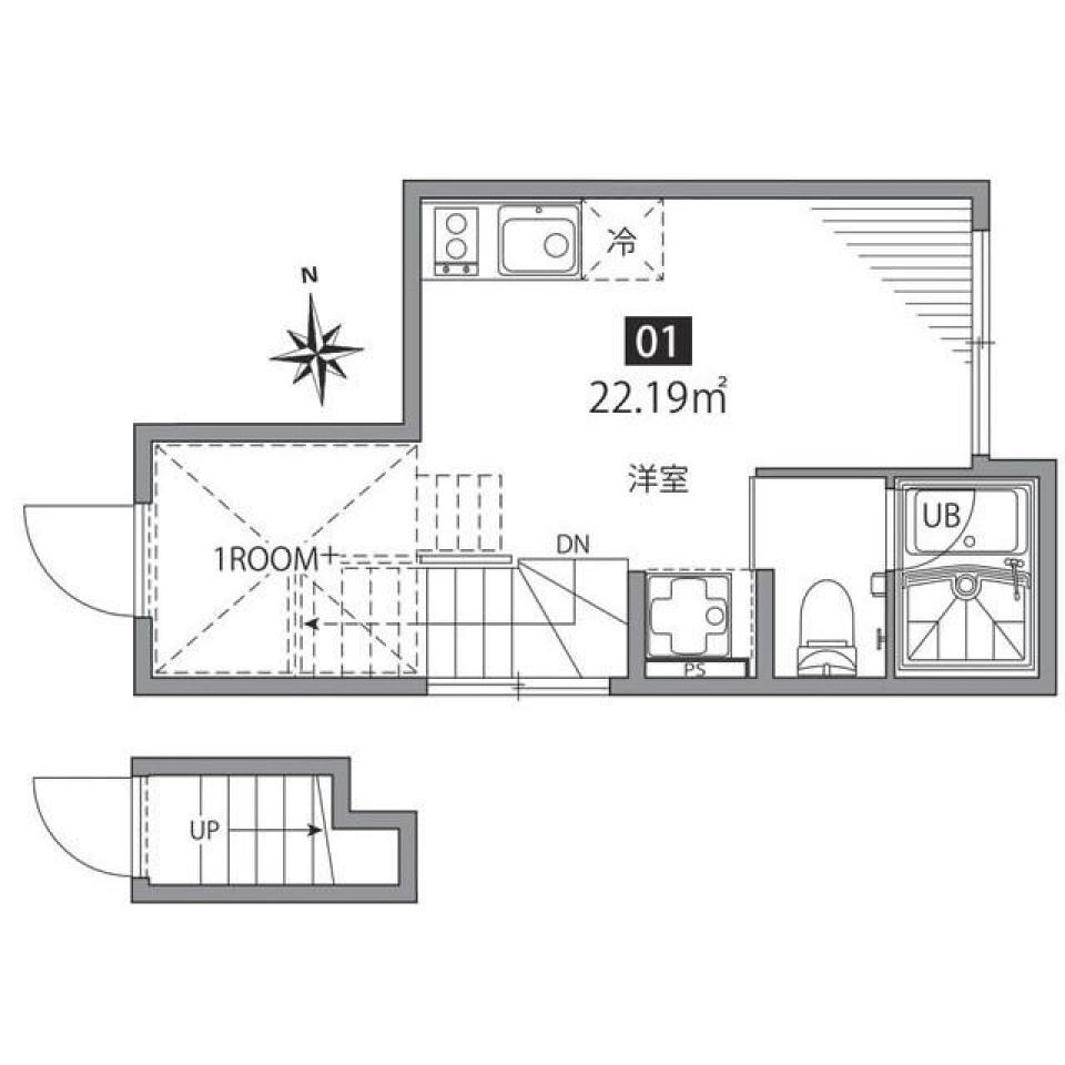 グランエッグス四谷N 01号室の間取り図