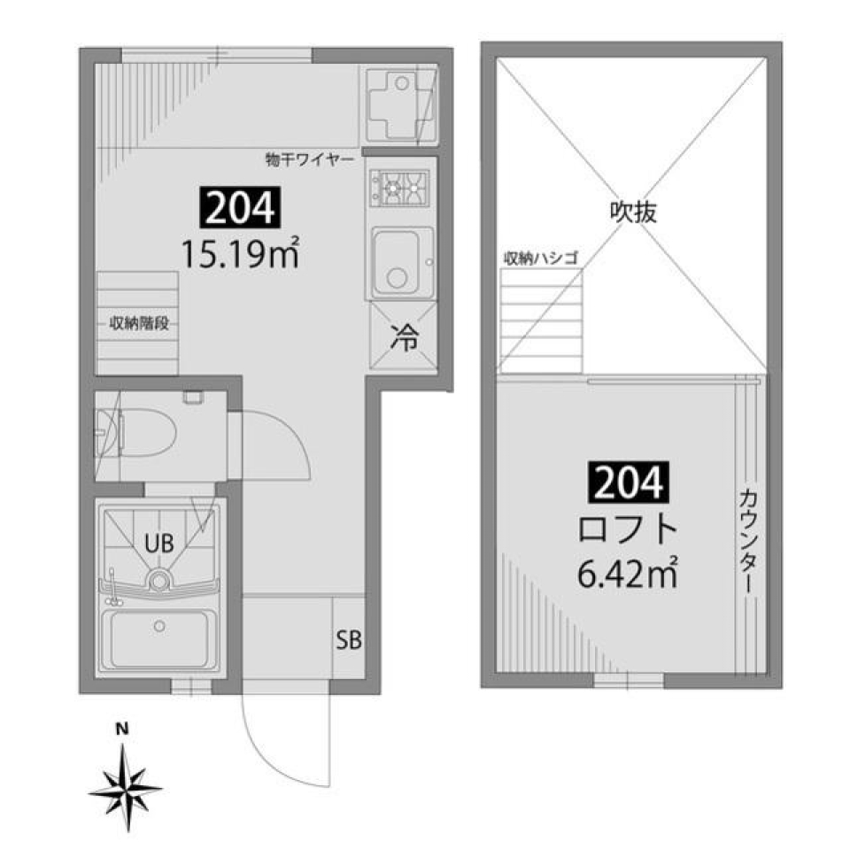 グランエッグス東中野　204号室の間取り図