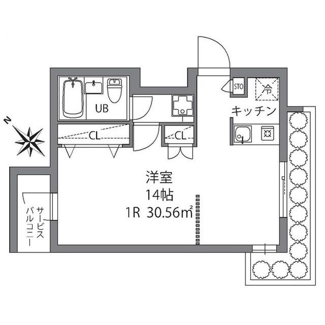 ワンルームですが、空間が2つに仕切られています。