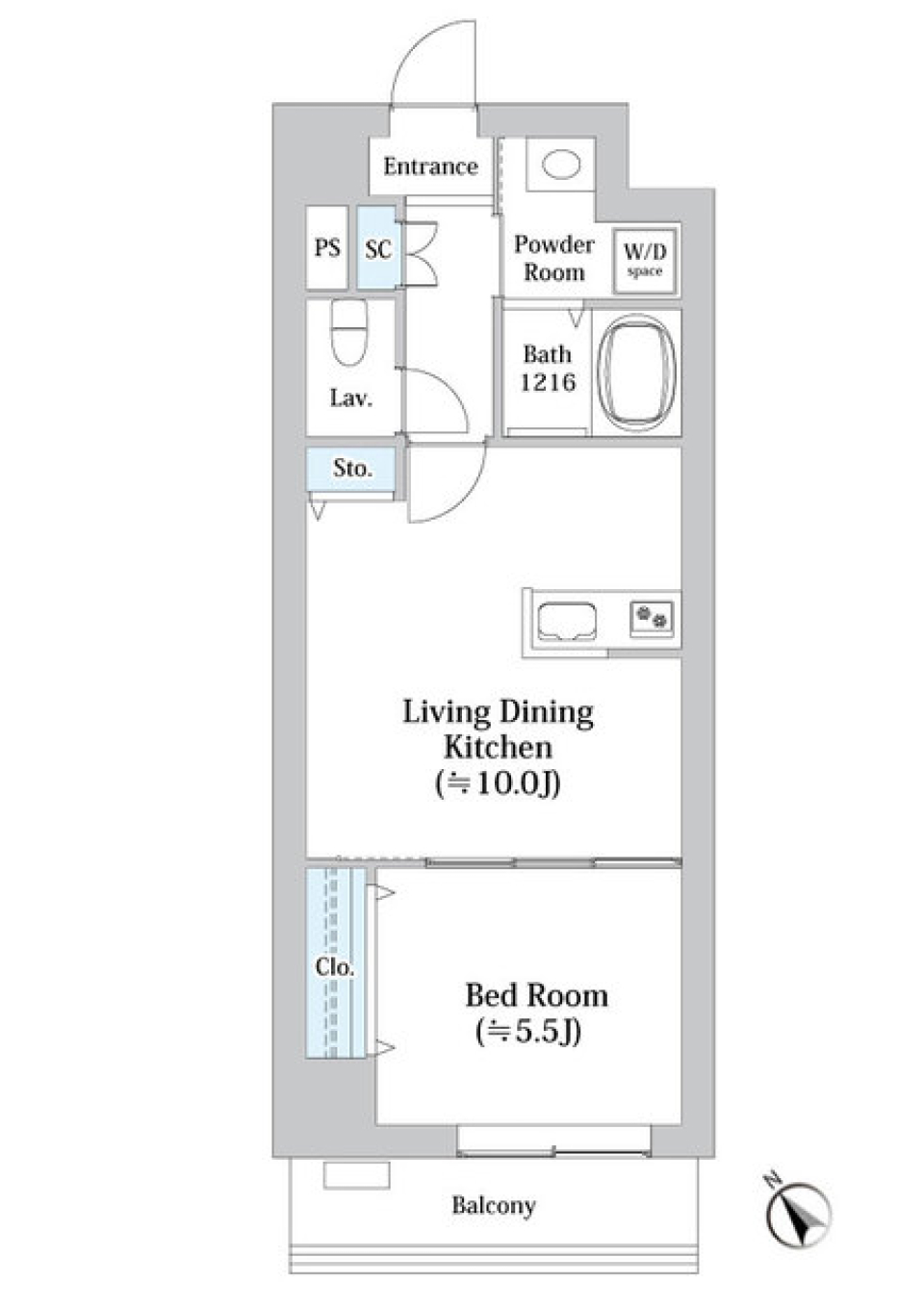 ベイアズール関内　802号室［ペット可］の間取り図