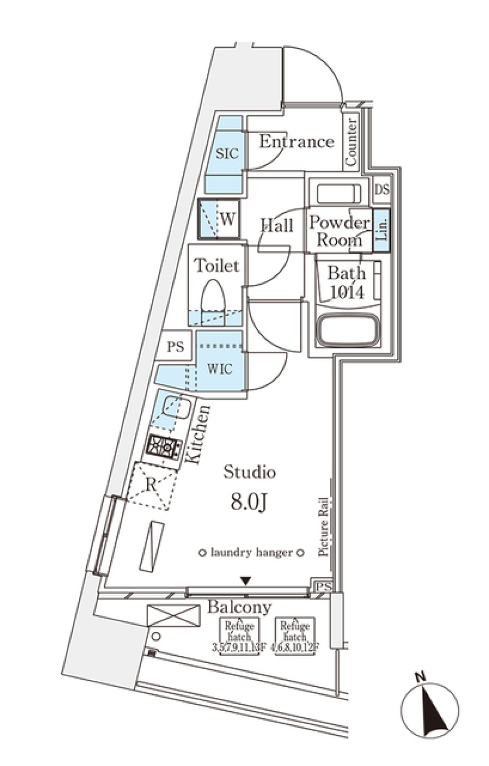 パークナードフィット南青山Ｖｉｓｔａ　1007号室の間取り図