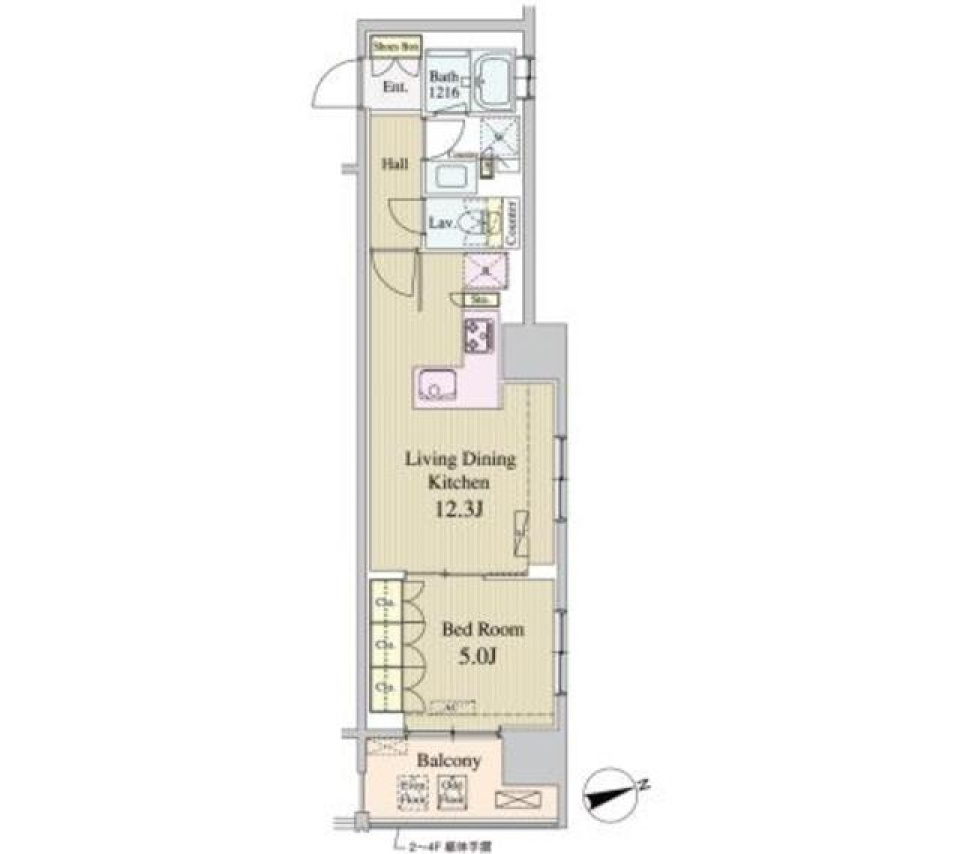 パークナードフィット新富町　1004号室の間取り図