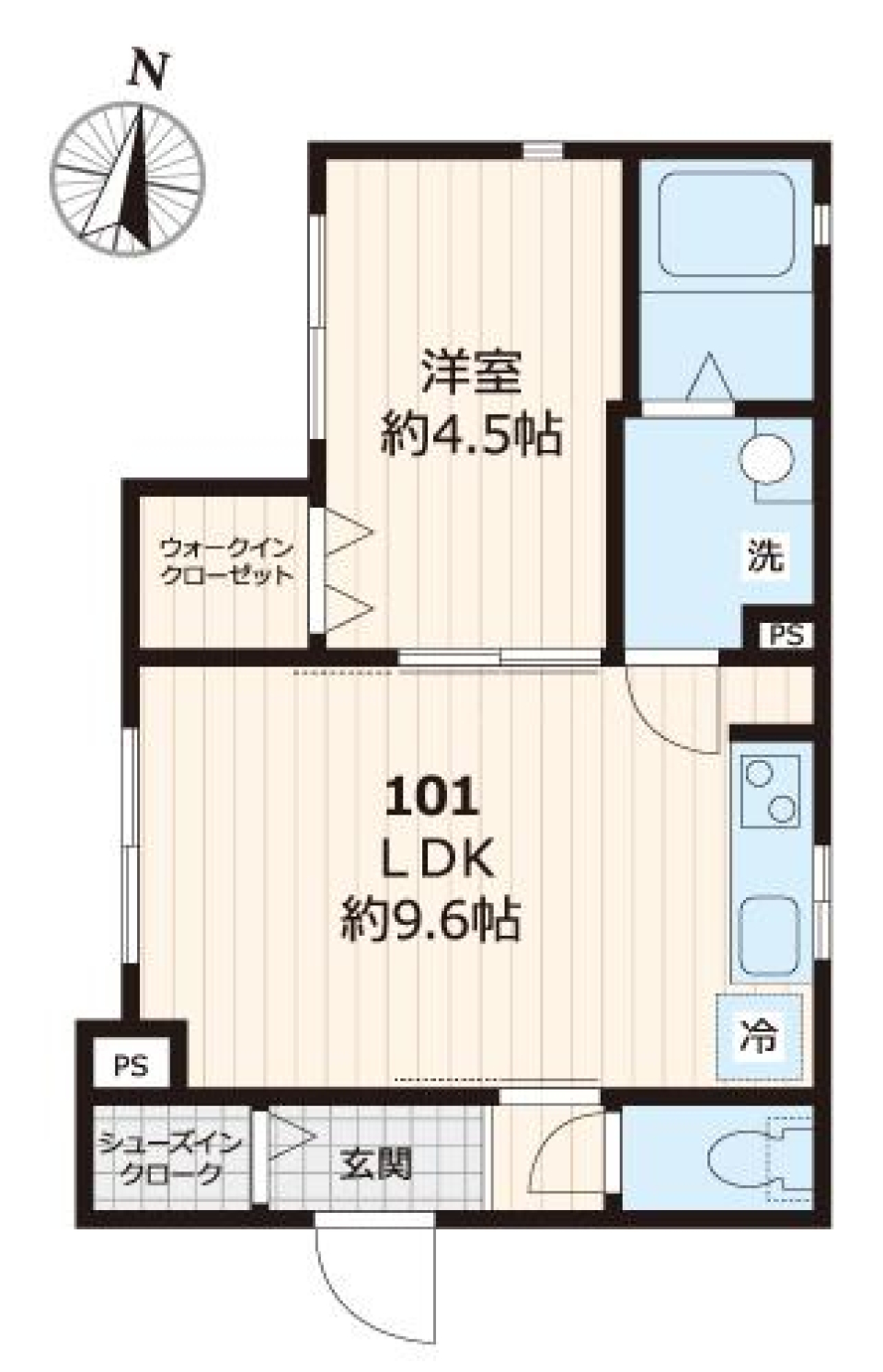 メヌエット奥沢 101号室［ペット可］の間取り図