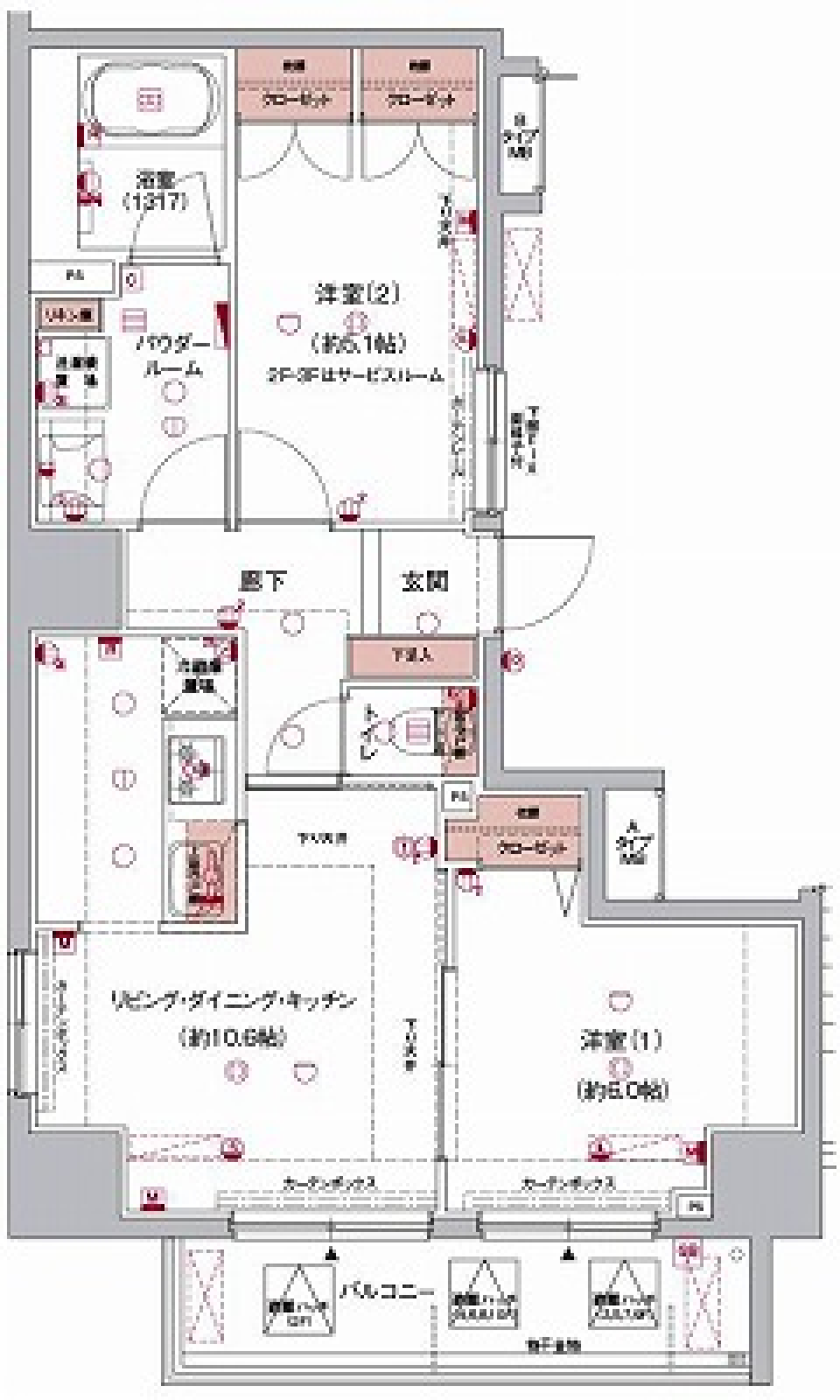 フォースター浅草今戸 701号室の間取り図