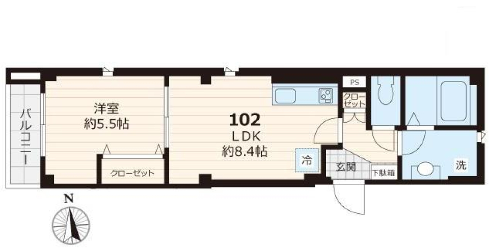 ソラーナマルサ 102号室の間取り図