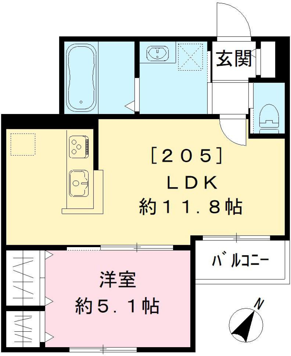 プレシャスコート鷺宮 205号室の間取り図