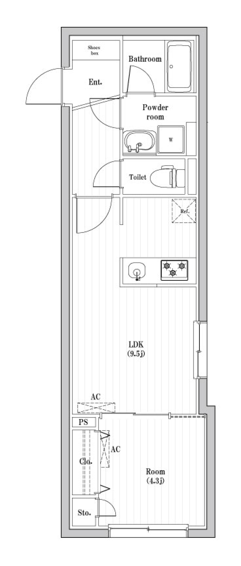 コンポジット渋谷本町 204号室［ペット可］の間取り図