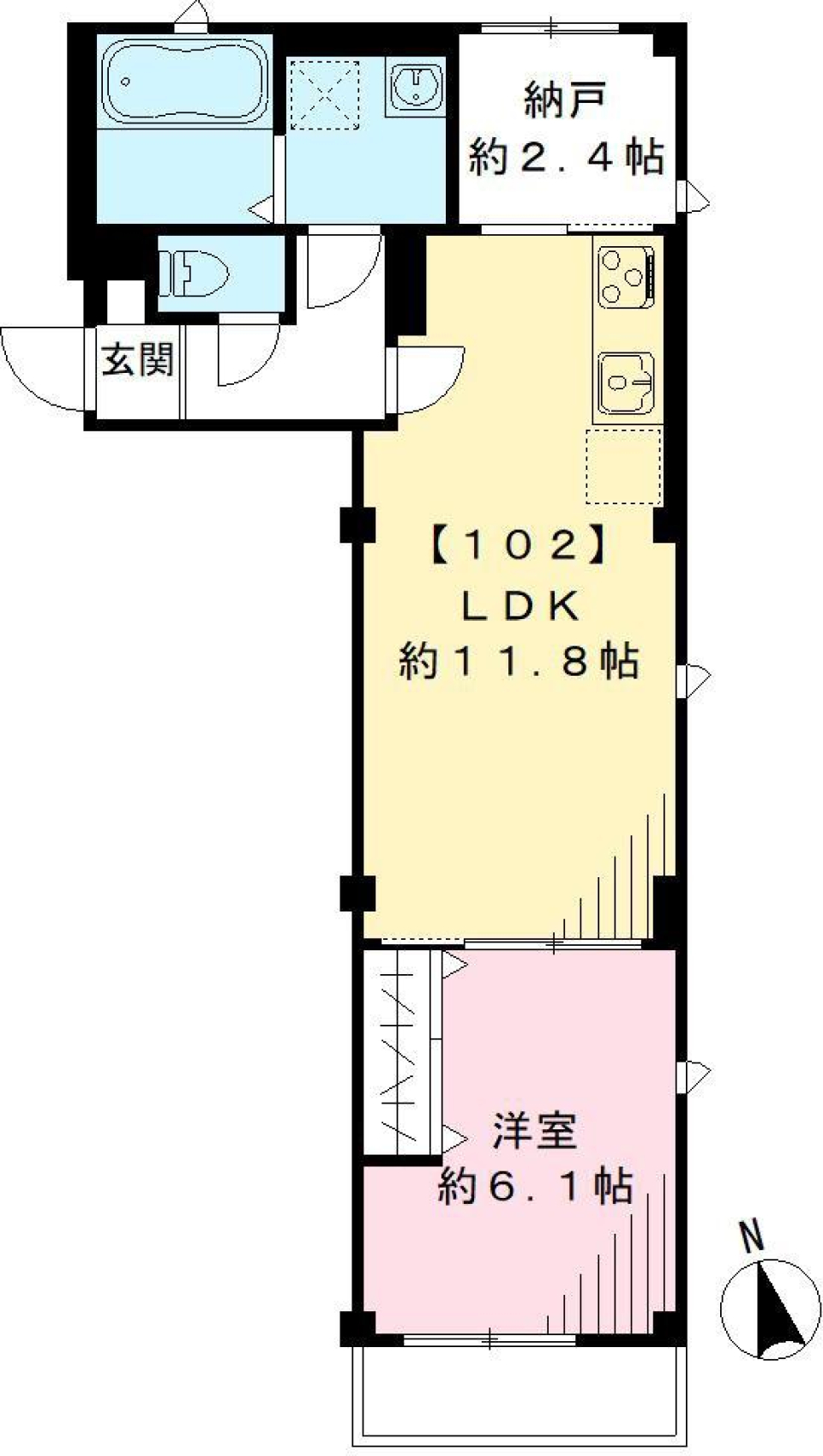 ウィングレッソ尾山台　102号室の間取り図