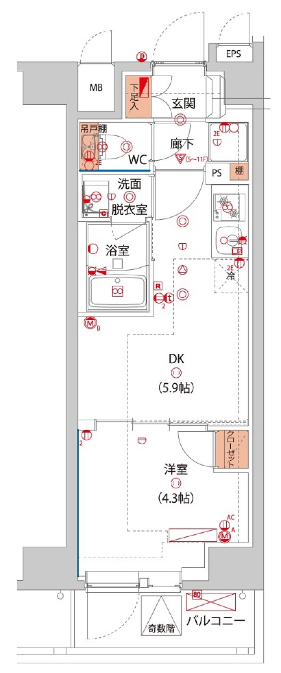 ハーモニーレジデンス東京サウス大塚　701号室［ペット可］の間取り図