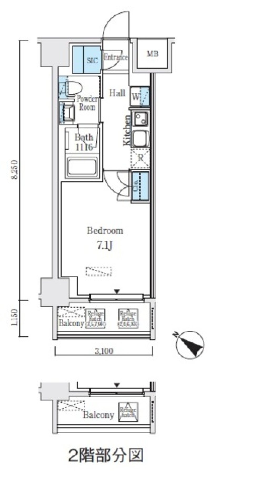 アジュールテラス日本橋浜町 403号室［ペット可］の間取り図