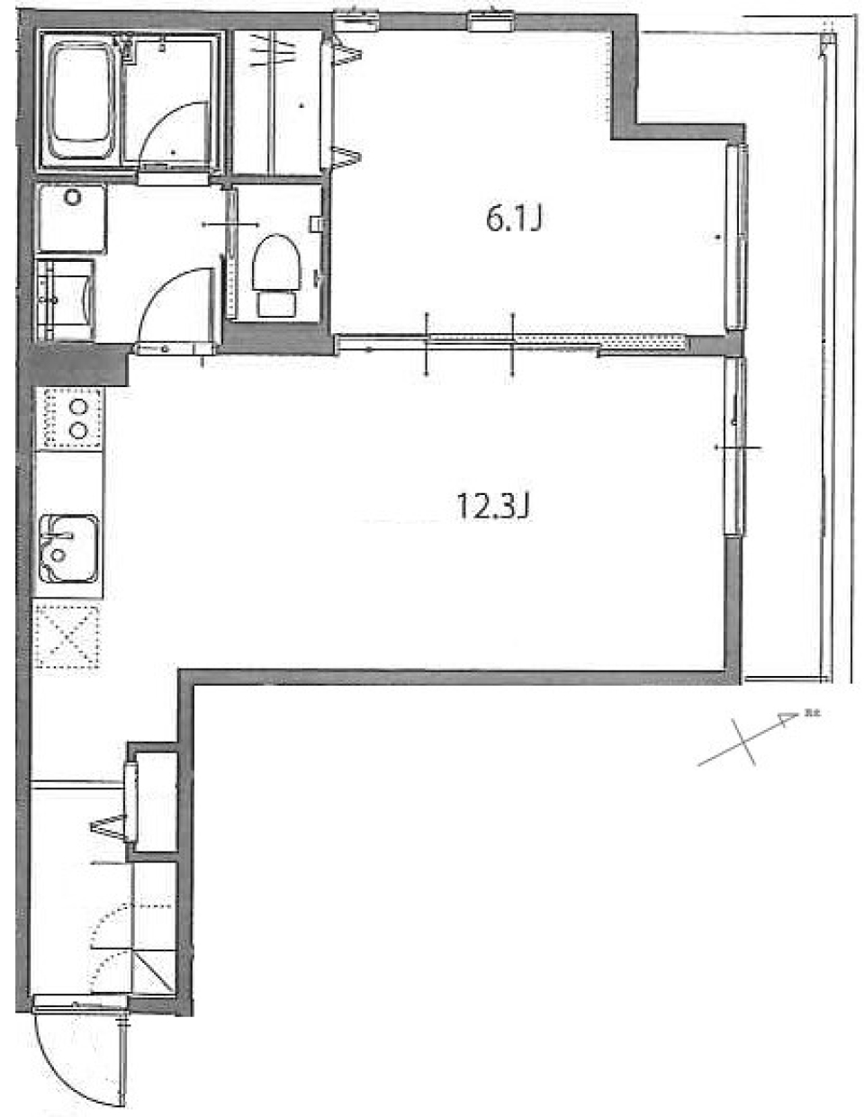 オクドテラス 307号室の間取り図