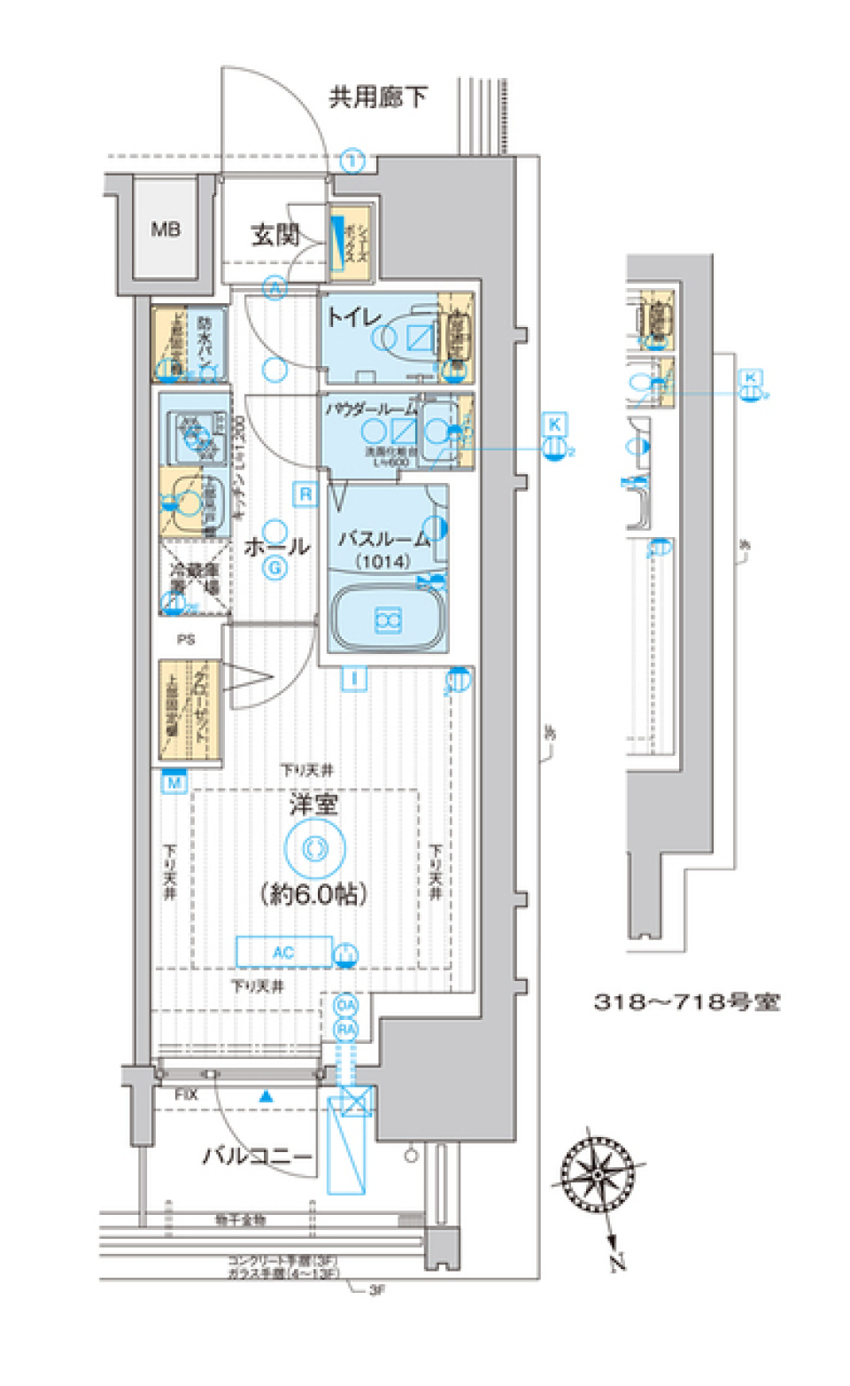 ディームス品川南大井　418号室の間取り図