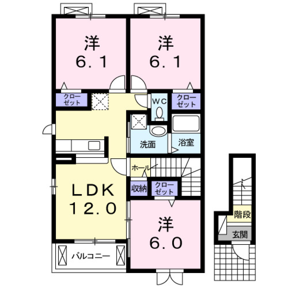 グランドライフ　201号室の間取り図