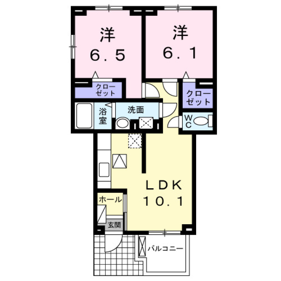 グラン　ソレイユ　Ｔ　101号室［ペット可］の間取り図