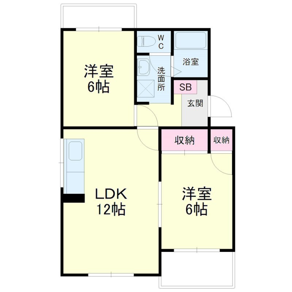 コスパよし2LDKの間取り図