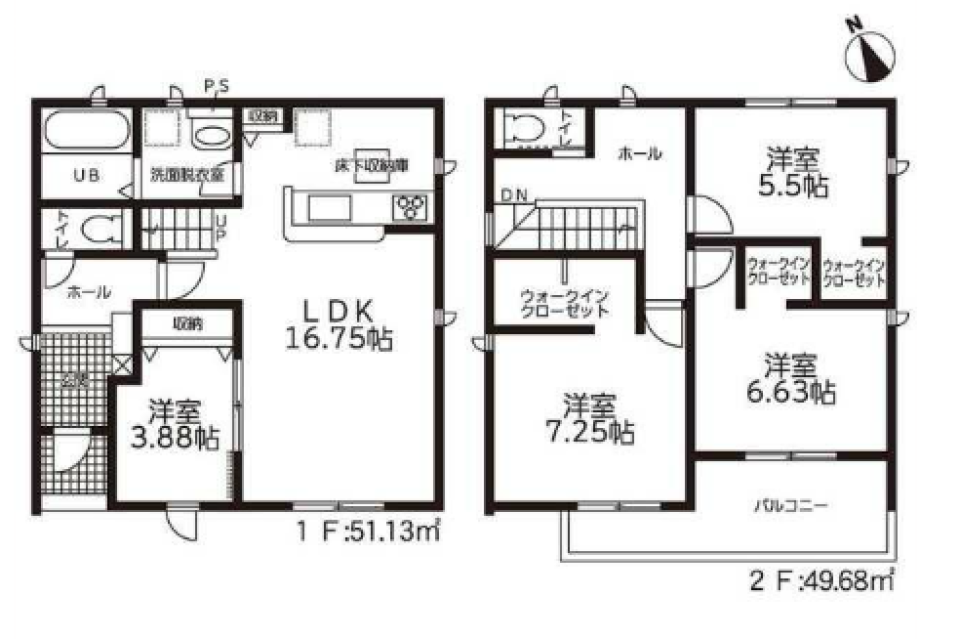 【売買物件】温かみのある新築戸建ての間取り図