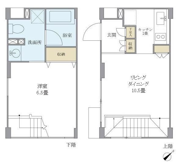 メゾネットタイプの1LDK。生活空間をうまく分けられそう！