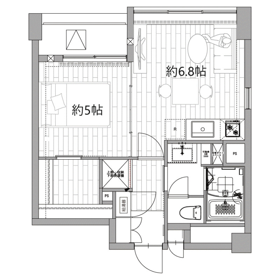 ゆったり暮らせる設備が揃った1LDKです。