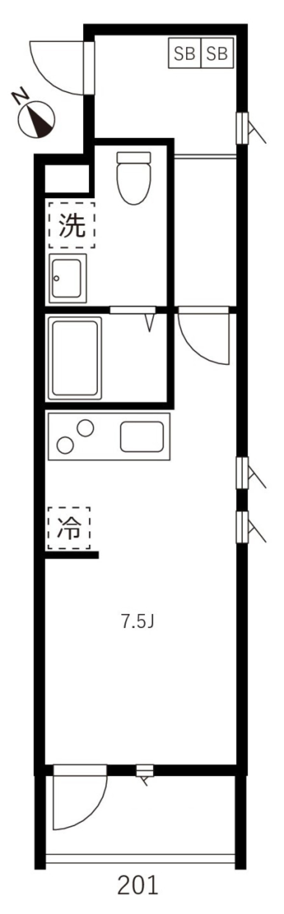 青砥ドット　201号室の間取り図